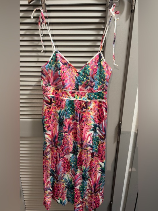 J. Crew Dresses & Skirts - NWT J.Crew Tropical Floral Midi Dress Size 2 Tie Strap Cami Pink Green Cotton